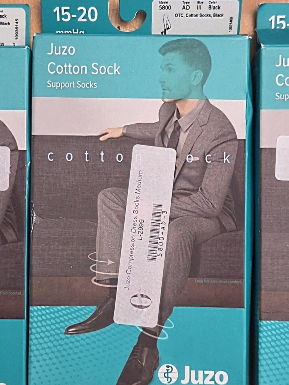 Juzo Compression Socks Unisex 5800A D10 III 15-20 New In Box BLACK Cotton Dress